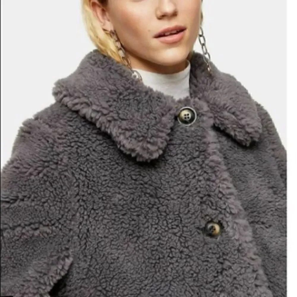 Topshop Faux Fur Borg Coat Size 8